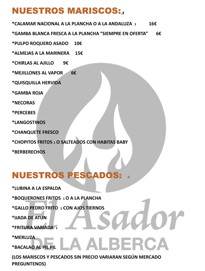 El Asador menu