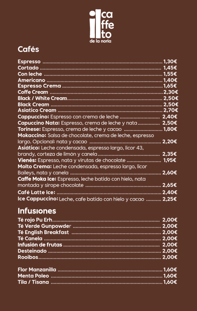 IL CAFFETO DE LA NORIA MENU