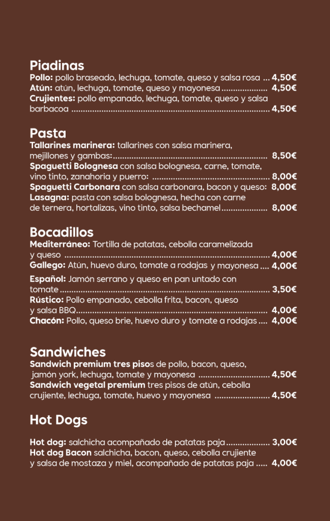 MENU IL CAFFETO DE LA NORIA