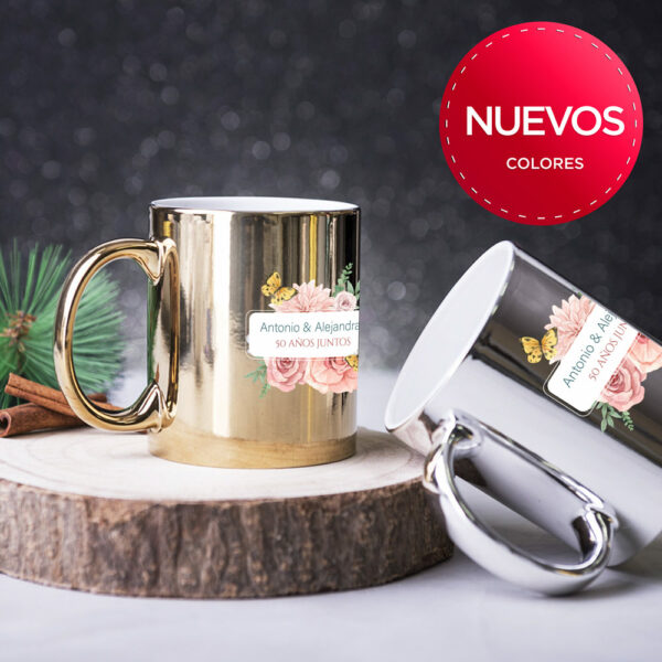 Exclusiva Taza personalizada Oro y Plata